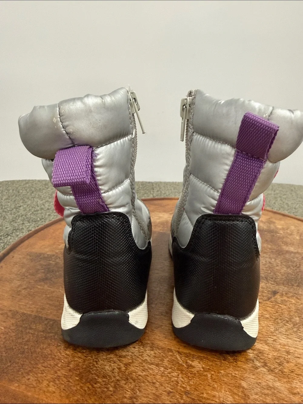 Wonder Nation Boots Kids Girls 10 Silver Pink Winter Snow *Wear